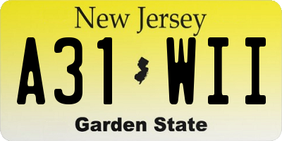 NJ license plate A31WII