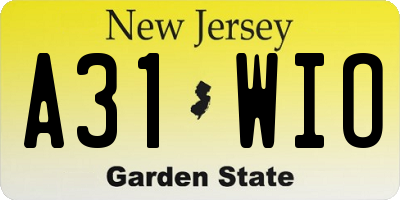 NJ license plate A31WIO