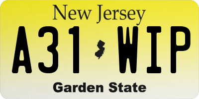 NJ license plate A31WIP