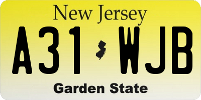 NJ license plate A31WJB