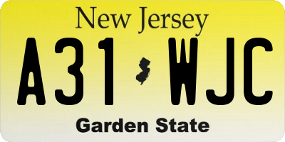 NJ license plate A31WJC
