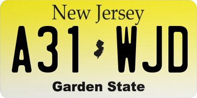 NJ license plate A31WJD