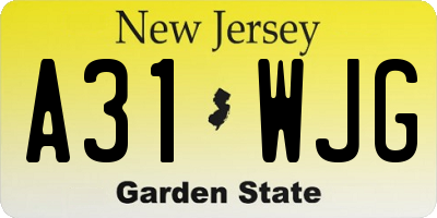 NJ license plate A31WJG