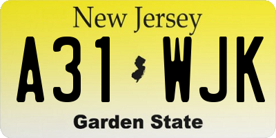 NJ license plate A31WJK