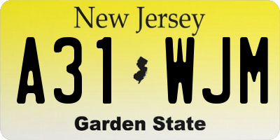 NJ license plate A31WJM