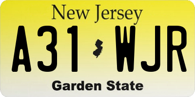 NJ license plate A31WJR