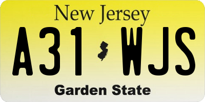 NJ license plate A31WJS