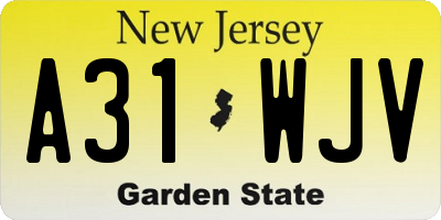 NJ license plate A31WJV