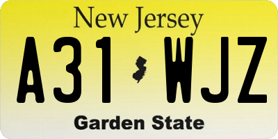 NJ license plate A31WJZ