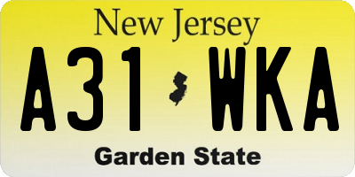 NJ license plate A31WKA