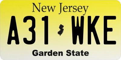 NJ license plate A31WKE