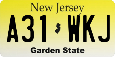 NJ license plate A31WKJ