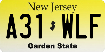 NJ license plate A31WLF