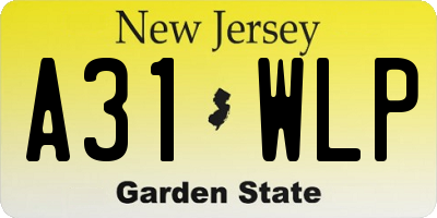 NJ license plate A31WLP