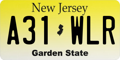 NJ license plate A31WLR