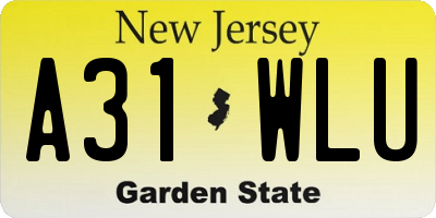 NJ license plate A31WLU