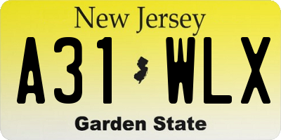 NJ license plate A31WLX