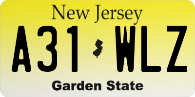 NJ license plate A31WLZ