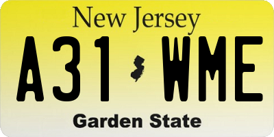 NJ license plate A31WME