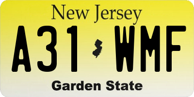 NJ license plate A31WMF