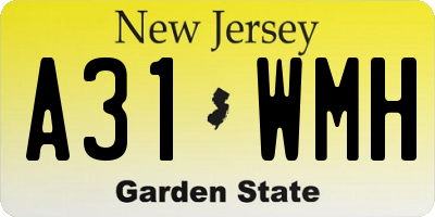 NJ license plate A31WMH