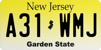 NJ license plate A31WMJ