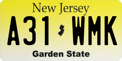 NJ license plate A31WMK