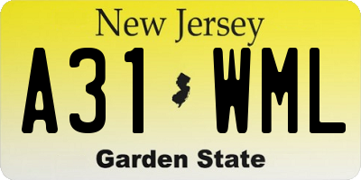 NJ license plate A31WML