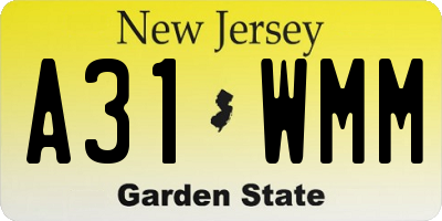 NJ license plate A31WMM