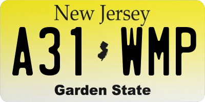 NJ license plate A31WMP