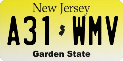 NJ license plate A31WMV