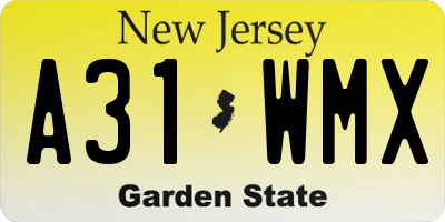 NJ license plate A31WMX