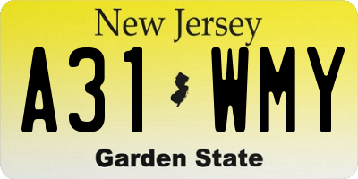 NJ license plate A31WMY
