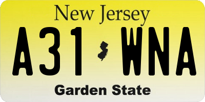 NJ license plate A31WNA