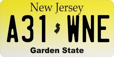 NJ license plate A31WNE
