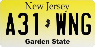 NJ license plate A31WNG