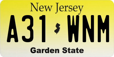 NJ license plate A31WNM