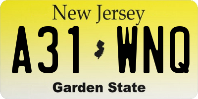 NJ license plate A31WNQ