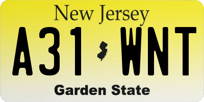 NJ license plate A31WNT