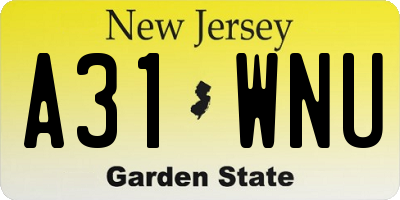 NJ license plate A31WNU