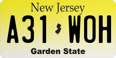 NJ license plate A31WOH