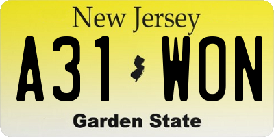 NJ license plate A31WON