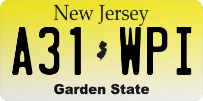 NJ license plate A31WPI