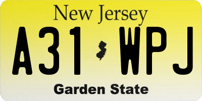NJ license plate A31WPJ