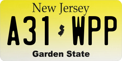 NJ license plate A31WPP