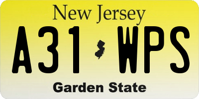 NJ license plate A31WPS