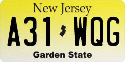 NJ license plate A31WQG