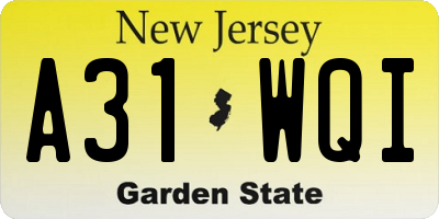 NJ license plate A31WQI