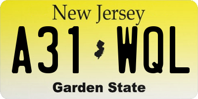 NJ license plate A31WQL