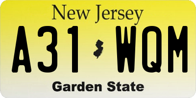 NJ license plate A31WQM